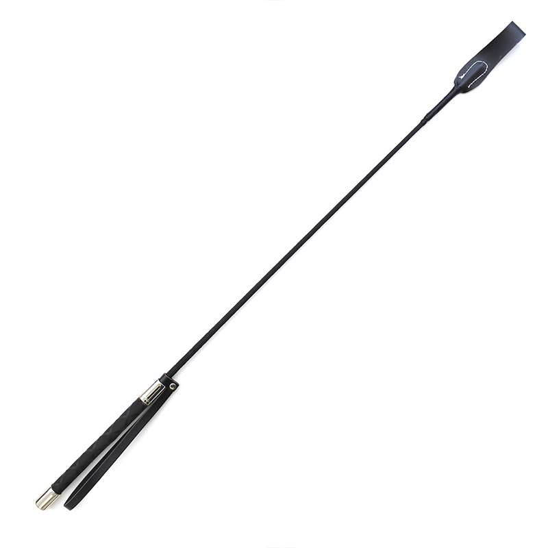 Riding Crop Dressage - ไม้ตีแบบยาวตรงสำหรับฝึกม้าไม้พายด้ามหนังทำจากหนังจับด้านบนสำหรับปลูกพืชแส้เดรสตบตีไข่ขนาด50.5ซม.
