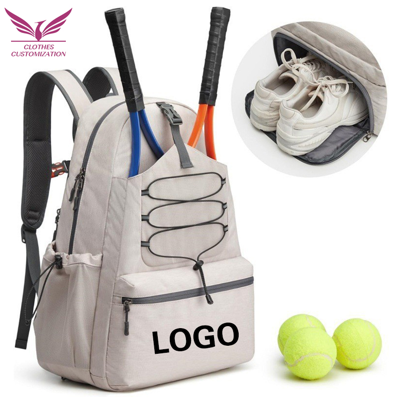 Outdoor Sport Name - กระเป๋าเทนนิส กระเป๋าไม้เทนนิส โลโก้ที่กําหนดเอง แบบพกพาสําหรับกีฬาเทนนิส กระเป๋าเป้สะพายหลังกีฬากลางแจ้ง พิมพ์ชื่อ