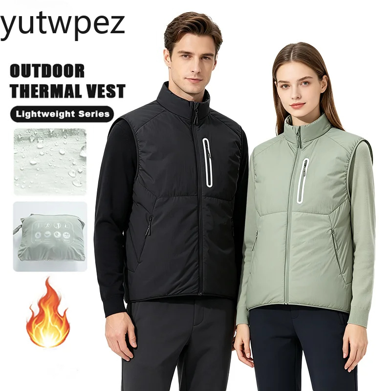 Outdoor Sport Brand Jacket - เสื้อกั๊กผ้าฝ้ายอุ่นสำหรับทุกเพศ น้ำหนักเบา กันน้ำ กันลม ไม่มีแขน เหมาะสำหรับกีฬาในร่ม