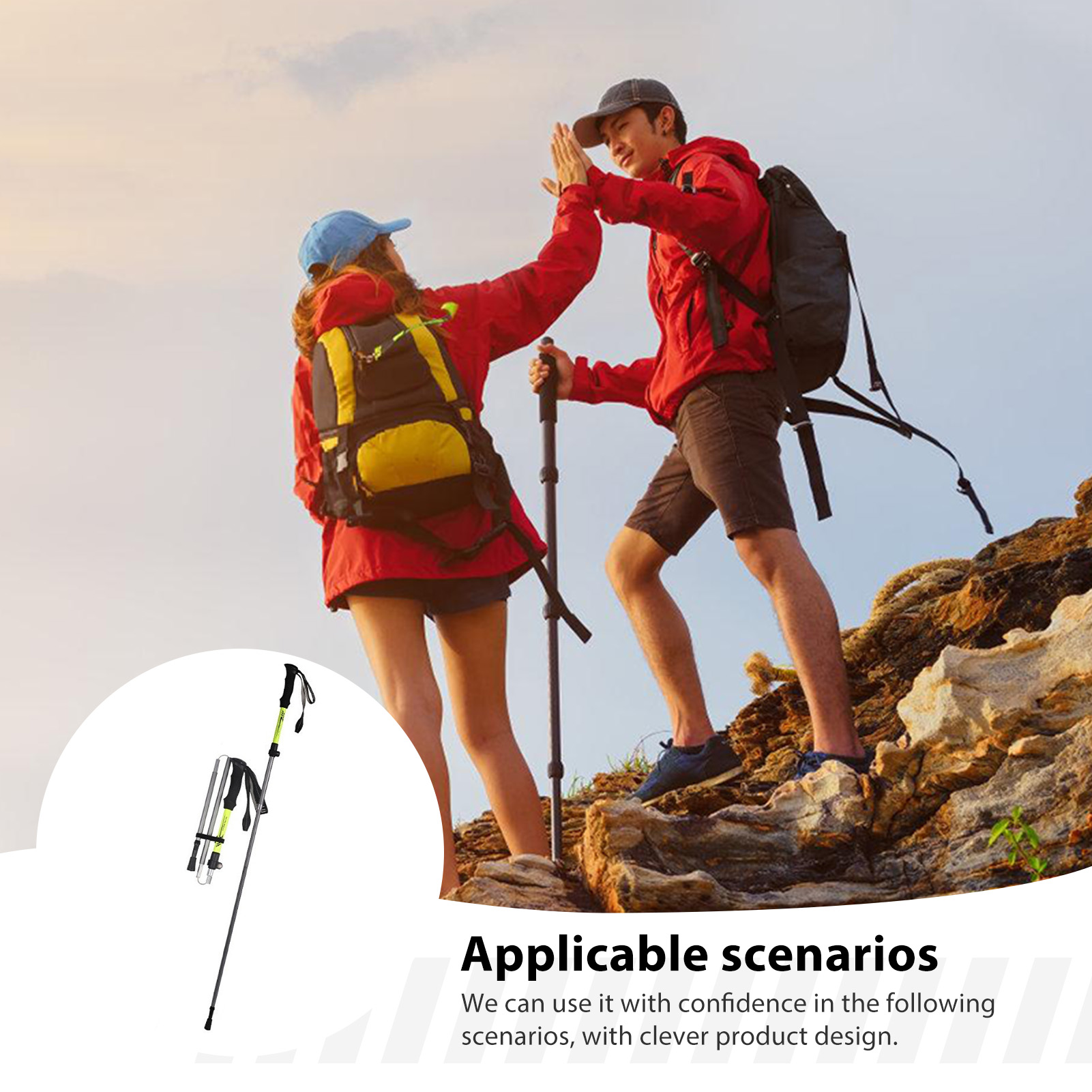 Outdoor Sport Climbing Gear - ไม้เท้าเดินป่าอลูมิเนียมอัลลอยสำหรับผู้ใหญ่ น้ำหนักเบา พับเก็บได้ อุปกรณ์ปีนเขาแบบพกพาสำหรับกิจกรรมกลางแจ้ง
