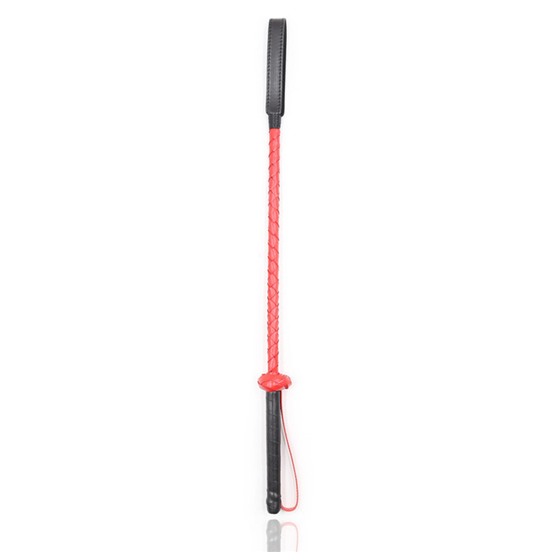 Riding Crop Dressage - 56ซม. หนังยาวสีแดงและสีดำยาวตรงแส้สำหรับฝึกม้าชุดฝึกตีม้า