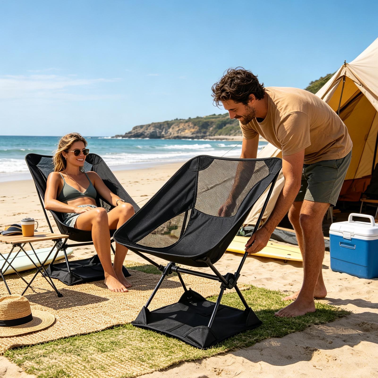 Outdoor Sport Chairs - แผ่นรองพื้นเก้าอี้แคมป์ปิ้งผ้าอ็อกซ์ฟอร์ดกันลื่น น้ำหนักเบา ป้องกันการยุบตัว สำหรับปิกนิกกลางแจ้ง ตกปลา แคมป์ปิ้ง