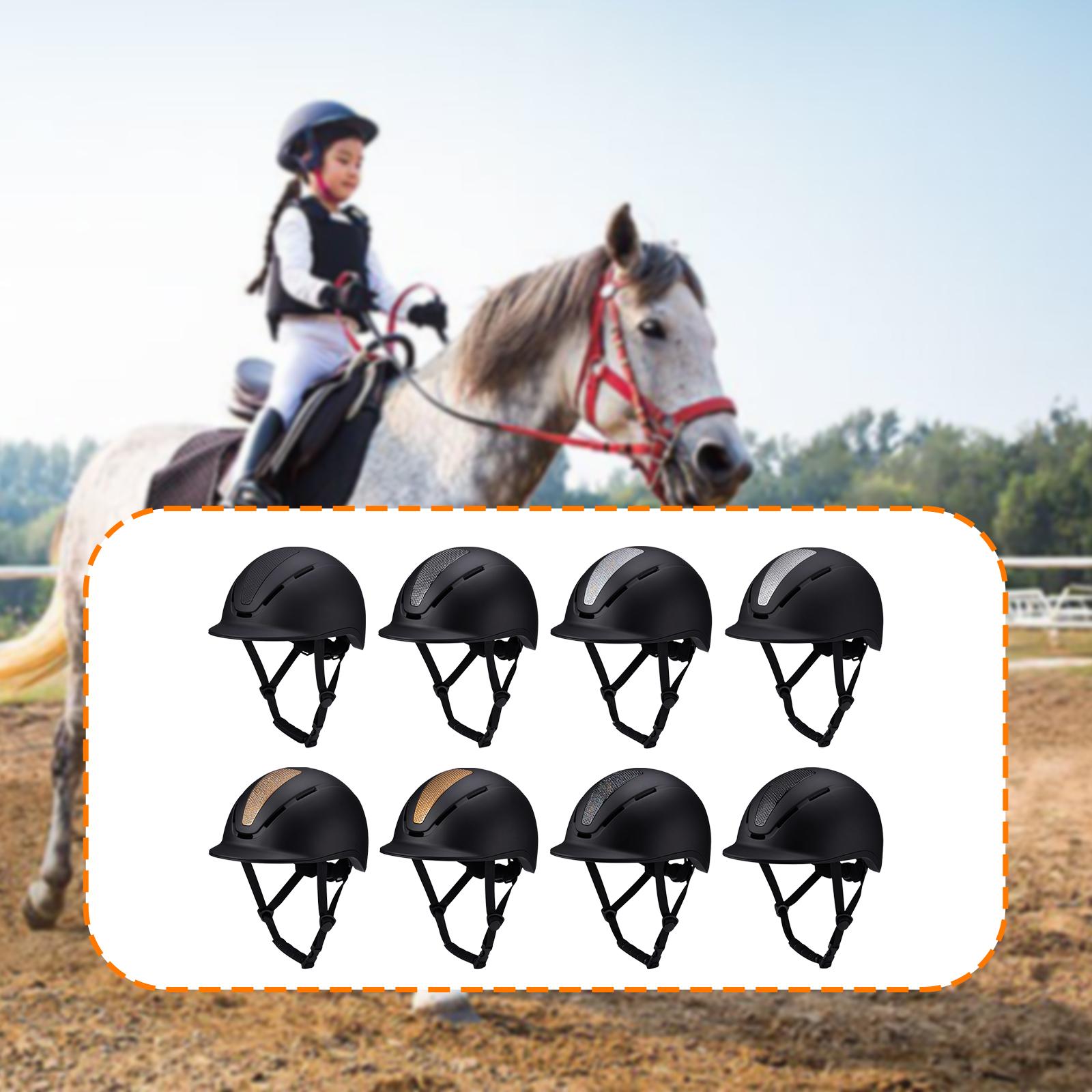 Equestrian Helmet - หมวกขี่ม้าแบบปรับได้พร้อมสายรัดคาง อุปกรณ์ป้องกันศีรษะแบบคลาสสิกสำหรับขี่ม้าและปั่นจักรยาน