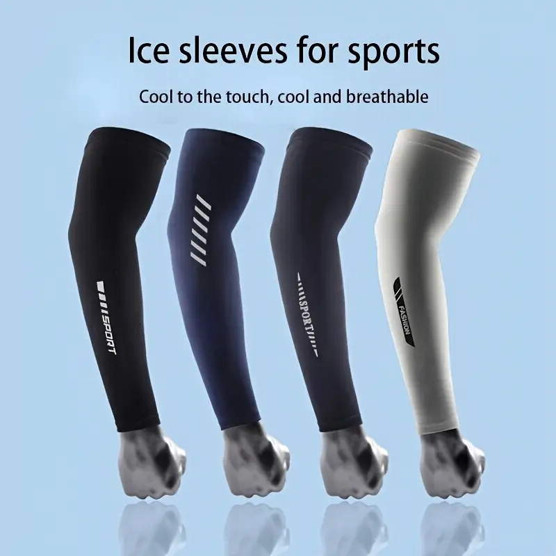 Outdoor Sport Gear - ผ้าไหมน้ําแข็งแขนป้องกันรังสียูวีขี่จักรยานแขนระบายความร้อนระบายอากาศแขนแขนผู้ชายผู้หญิงกีฬากลางแจ้งลื่นขี่จักรยานแขน