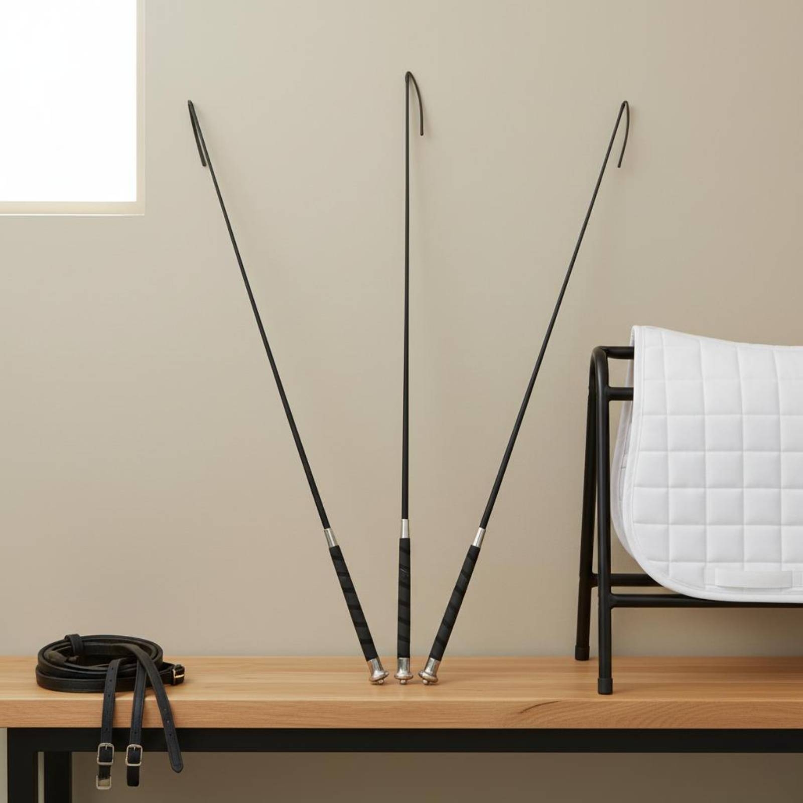 Riding Crop Dressage - แส้ฝึกม้าแบบยืดหยุ่น 3 ชิ้น แส้ขี่ม้าแบบยาว แส้ขี่ม้าสำหรับฝึกเดรสสาจ ใช้งานได้ยาวนาน