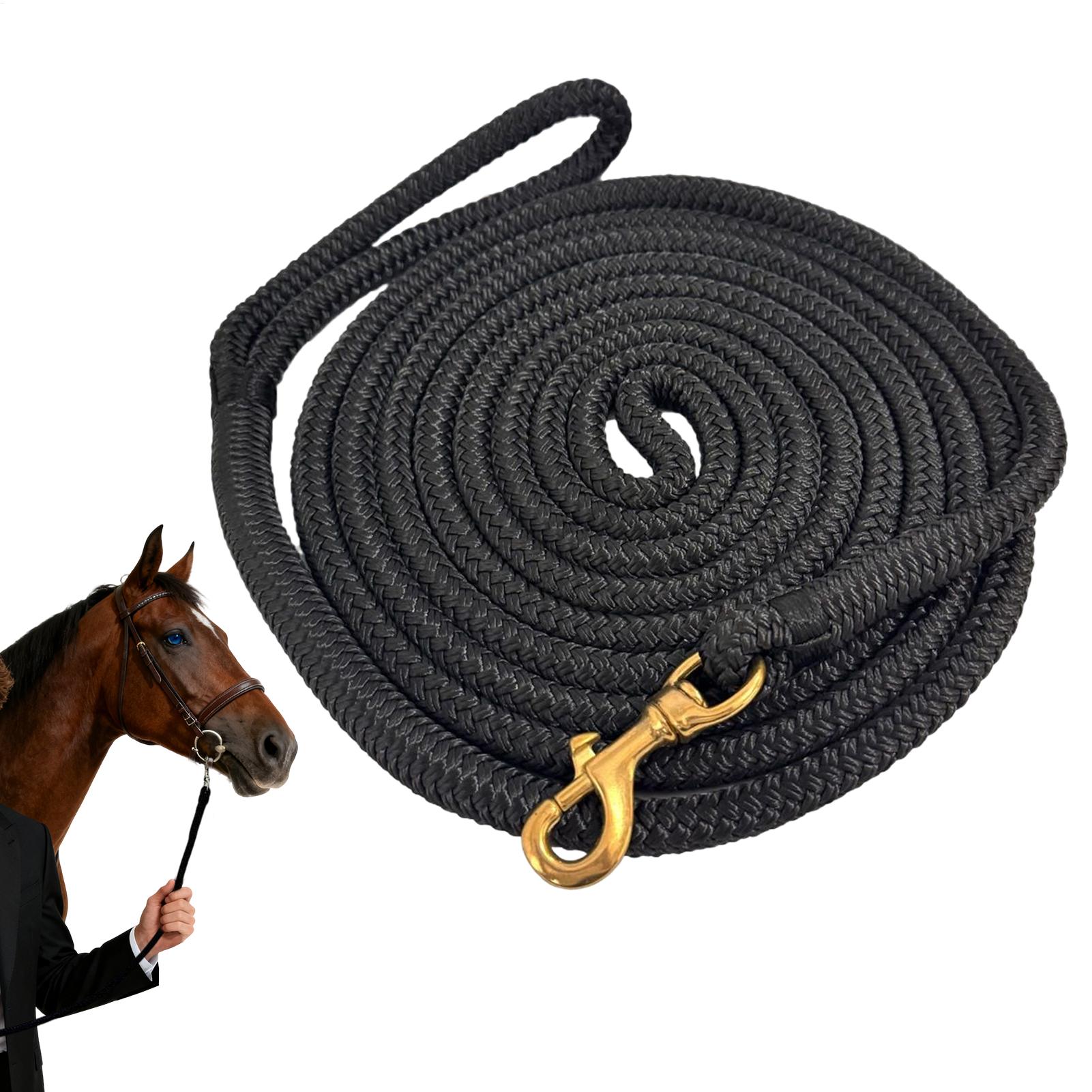 Lunge Line Horse - สายจูงม้าสำหรับฝึกขี่ม้า พร้อมสายรัดคอแบบปลดเร็ว สำหรับใช้ในฟาร์ม คอกม้า หรือกลางแจ้ง