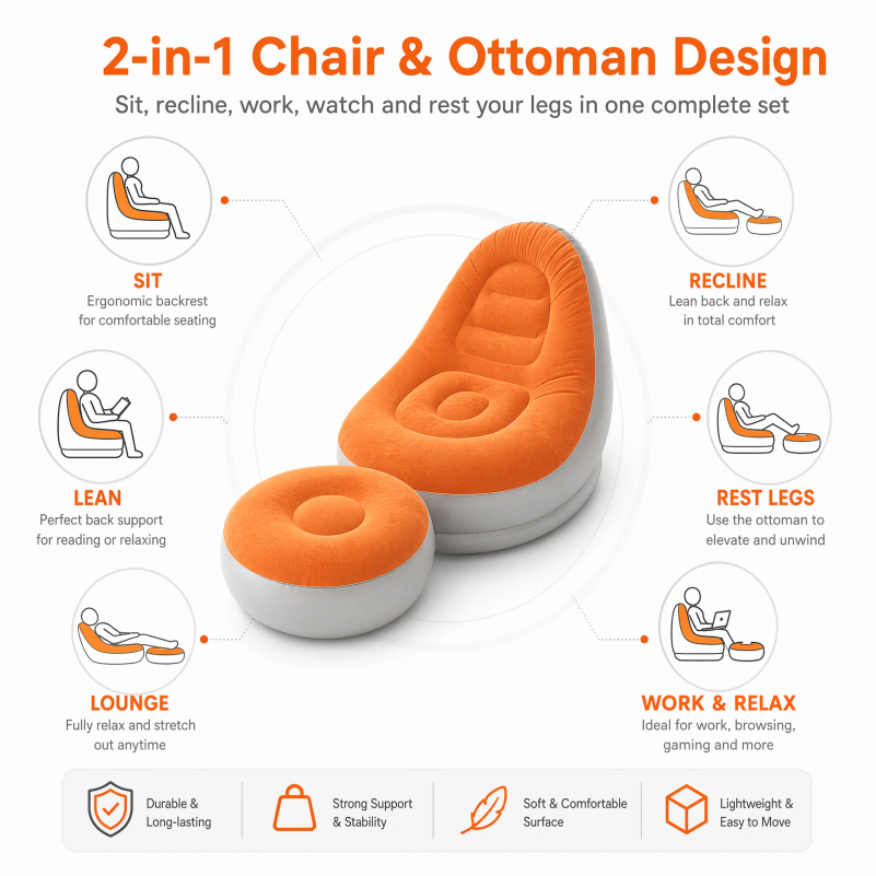 ชุดโซฟาเป่าลมแบบพับได้พร้อมที่ - Outdoor Sport Chairs บทวิจารณ์และราคา