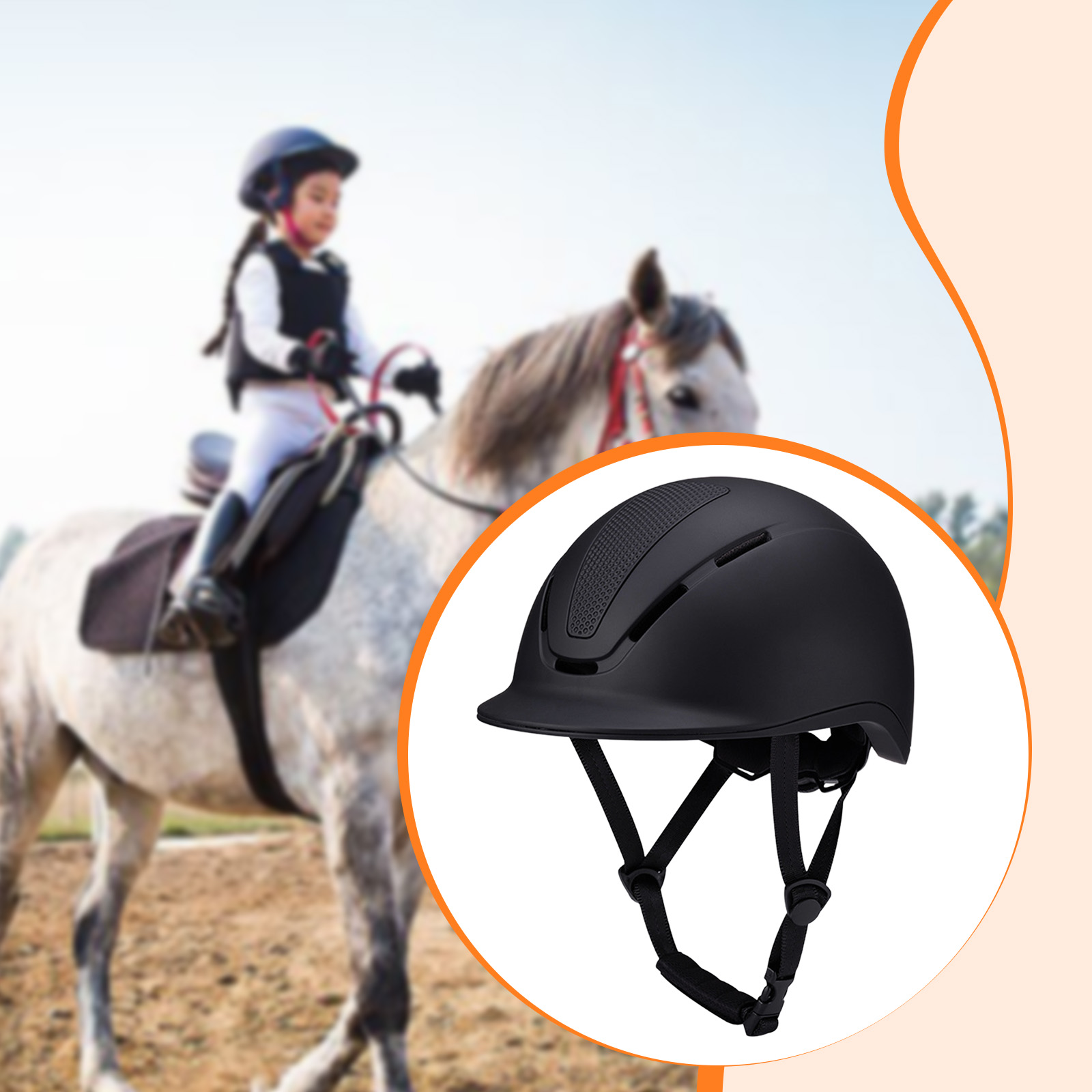 หมวกขี่ม้าแบบปรับได้พร้อมสายรั - Equestrian Helmet บทวิจารณ์และราคา