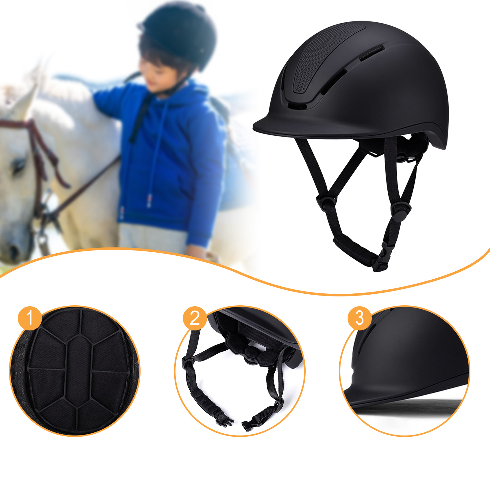 หมวกขี่ม้าแบบปรับได้พร้อมสายรั - Equestrian Helmet บทวิจารณ์และราคา